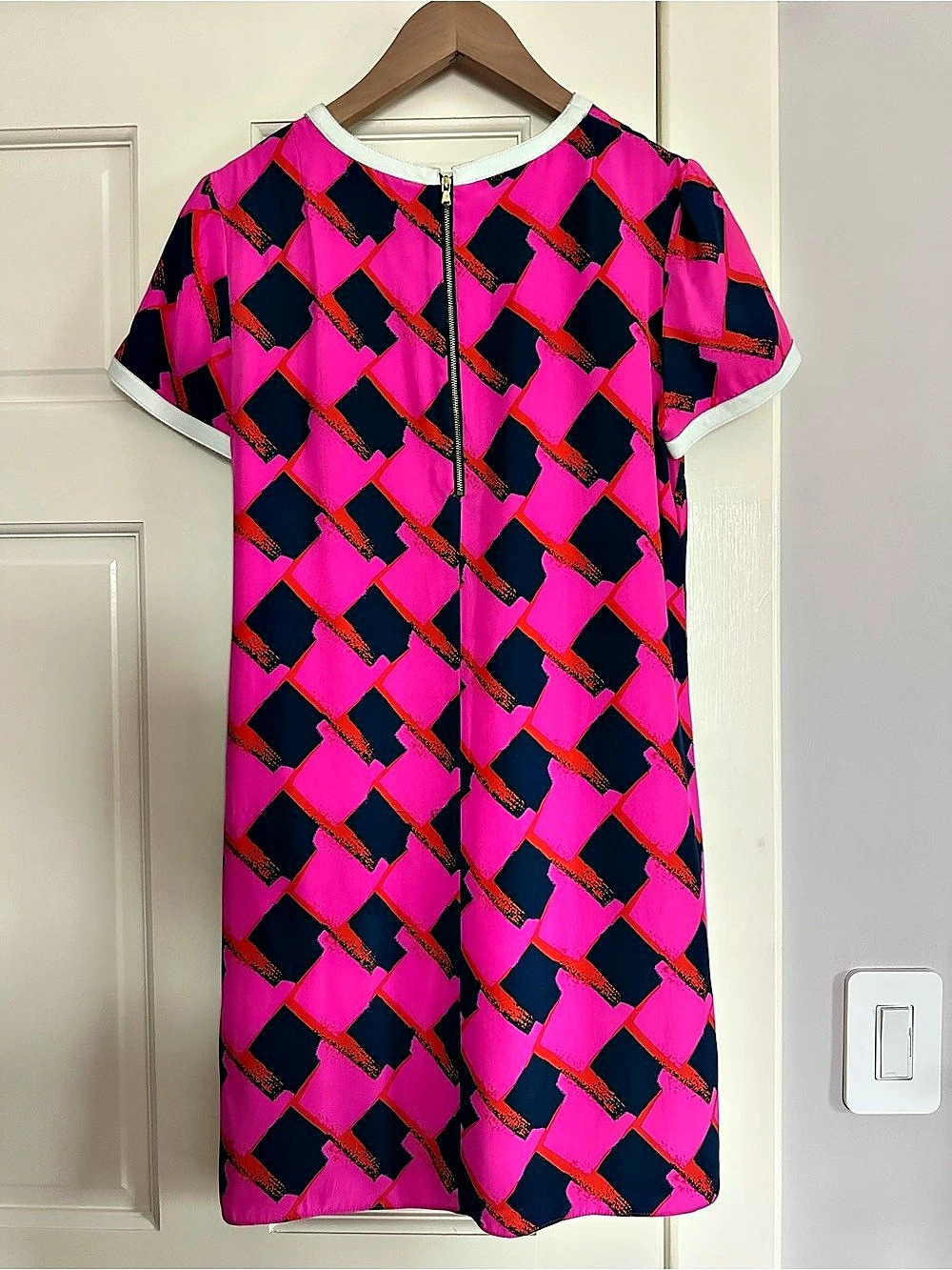 Alice Trixie Geometric Mini Dress in Pink & Blue Size Small Like New